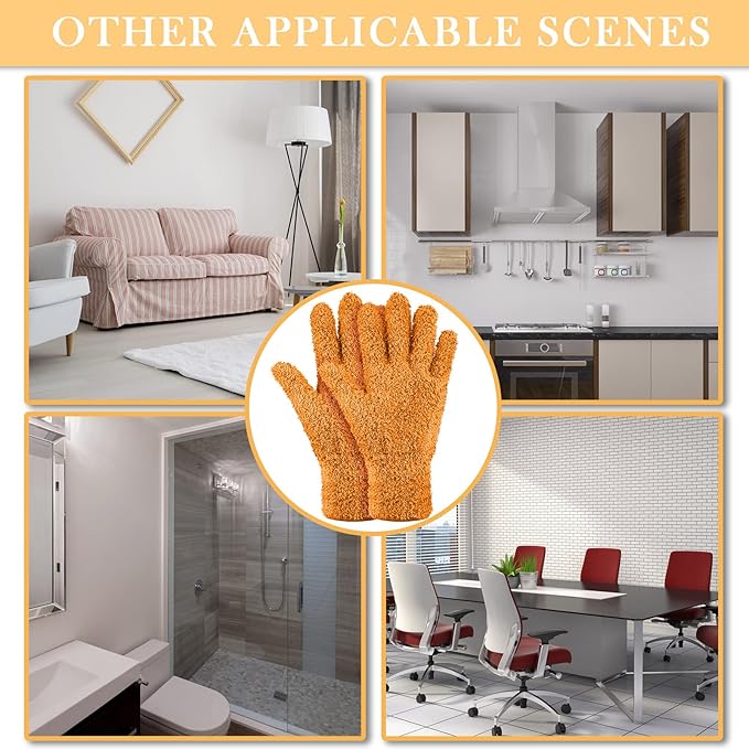 Patelai 3 Pairs Microfiber Plant Dusting Gloves Leaf Cleaning Gloves for Indoor Plants, Blinds, Furniture, House (Orange,Brown,Dark Gray,Small)