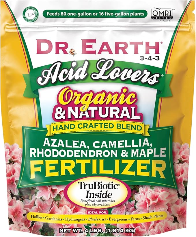 DR EARTH 703P Organic 4 Azalea/Camellia/Rhododendron Acid Fertilizer in Poly Bag, 4-Pound, Natural
