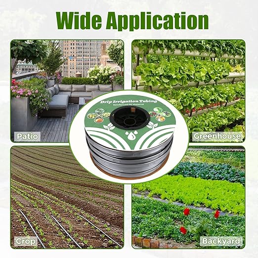 2000FT 5/8" Drip Tape Irrigation Kit, 16 Mil Heavy Duty with 6" Emitter Spacing, Silver Reflective Drip Tape Helps Prevent Pecking & Biting Damage, Heat-Safe for Seedlings, Reinforced PE Material