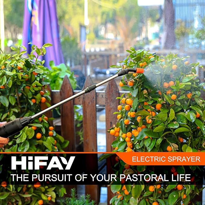 HIFAY ES4-PRO Electric Sprayer 1 Gallon Built-in 4000mAh,Rechargeable Battery Powered Sprayer with Telescopic Wand,Plant Mister,Kitchen Cleaning,Indoor Watering Can for Plants (Green)