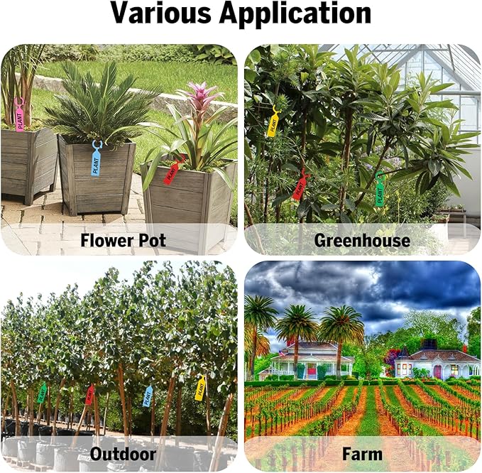 LOKIPA 100PCS Plant Labels, Plastic Plant Tree Tags Waterproof Plant Markers & Labels for Outdoors Plants Greenhouse Accessories (Mixed Color Labels with 1PCS Permanent Marker Pen)