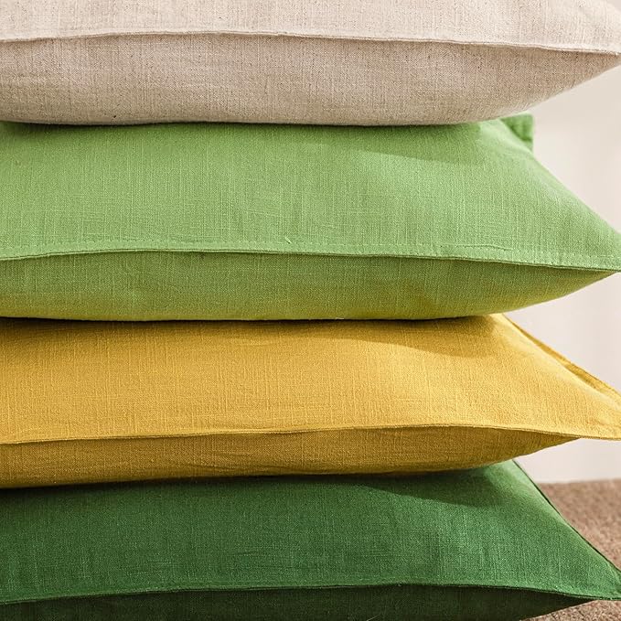 Foindtower Pack of 2, Decorative Linen Soild Throw Pillow Covers Accent Lumbar Cushion Case Boho Farmhouse Pillowcase for Chair Couch Sofa Bedroom Living Room Home Decor 12 x 20 Inch Ginger Yellow