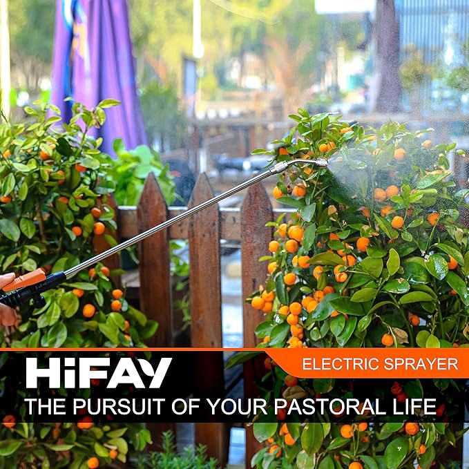 HIFAY ES4 Electric Sprayer 1 Gallon Built-in 4000mAh Rechargeable Battery, Copper-Nickel Spray Nozzle Makes The Spray More Delicate, The Telescopic Spray Rod Can Reach Further