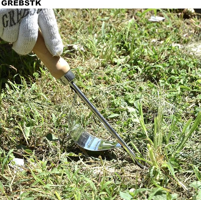 GREBSTK Hand Fork Stainless Steel Beech Handle Garden Tool Hand Weeder Fork for Aerating, Planting, Spreading Mulch, Weeding, Loosening, Transplanting Soil