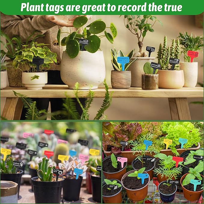Plant Labels Tags 200Pcs T-Type Plant Markers Plastic Plant Label Tags Garden Labels Tags Plant Labels for Outdoor Garden Waterproof Plant Label Identification Stakes with Permanent Marking Pen(Black)
