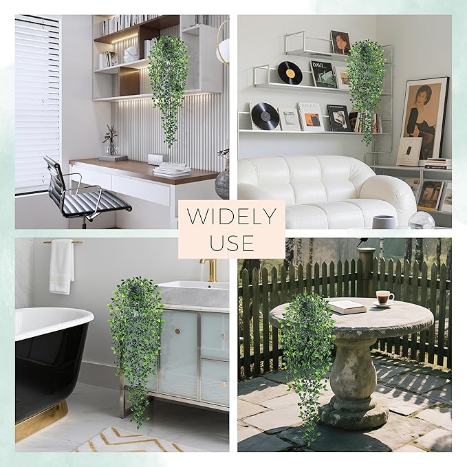 Der Rose 34'' Fake Hanging Plants Artificial Potted Mandala Vine Plants Indoor and Outdoor for Office Home Living Room Bathroom Wall Shelf Decor (1Pack)