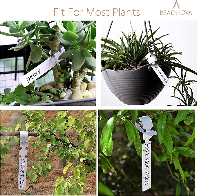 BEADNOVA Tree Tags Plastic Plant Labels Wrap Around Hanging Tags Tree Markers Signs Nursery Labels for Plants Garden (120Pcs, White)