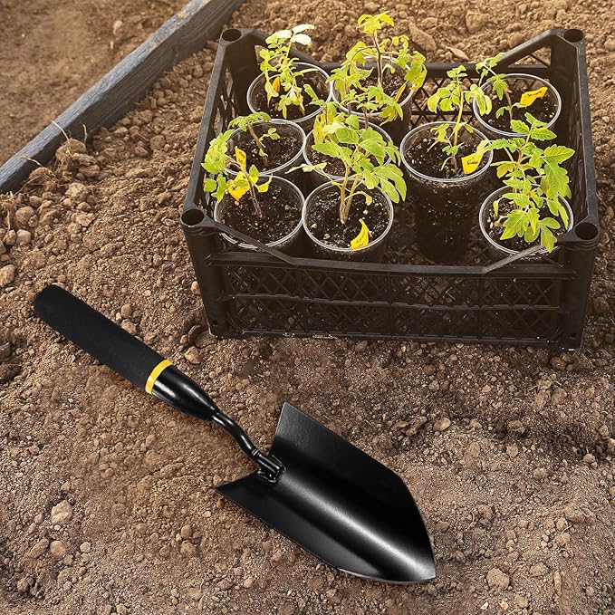 M METERXITY Gardening Trowel, 13 Inch Manganese Steel Garden Hand Shovel with Rubber Handle, Trowel Garden Tool for Farmer Soil Planting Digging Transplanting