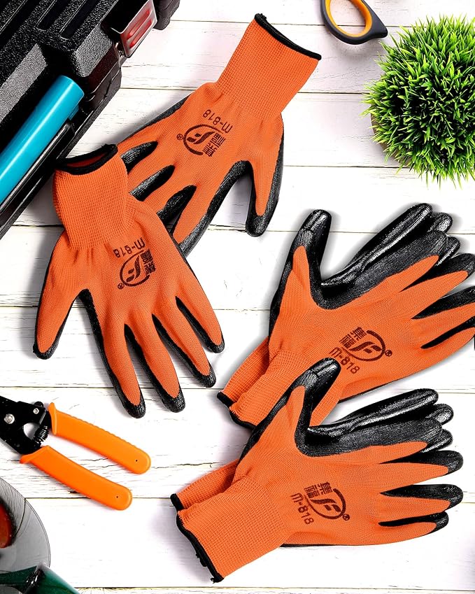 Potchen 72 Pairs Gardening Work Gloves Bulk for Men Women, Rubber Coated Garden Multipack Safety Construction Glove