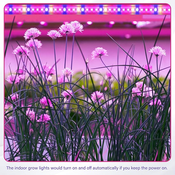iPower 20W LED Plant Grow Light Strips Full Spectrum for Indoor Plants with Auto ON/Off 3/9/12H Timer, 10 Dimmable Levels 48 LEDs Per Tude, for Hydroponics Succulent, 2 Tubes*2, Mix