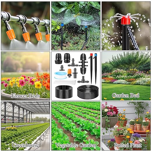 520FT Drip Irrigation System Kit, Automatic Drip Irrigation Kit with 1/2 inch Hose 1/4 inch Distribution Tubing and Accessories for Greenhouse, Yard, Lawn