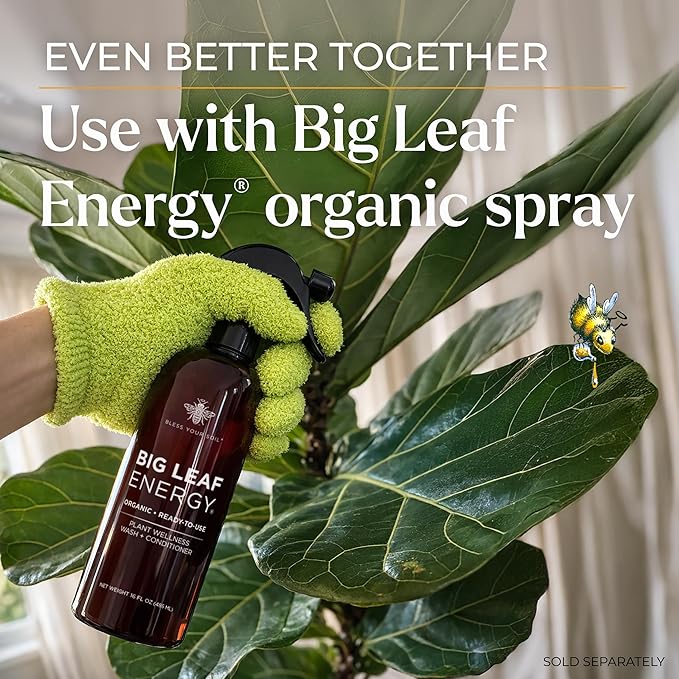 BLESS YOUR SOIL Microfiber Dusting Gloves for Plants, 2 Pairs | Leaf Cleaning Gloves for Houseplants | Reusable, Lint Free