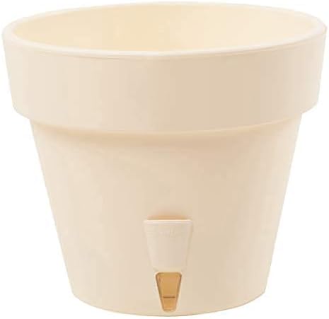 DECOPOTS - Pack of 3 - Self Watering Planter - Height 9.2 inches - Flower Pot with Bottom Watering Level Indicator for All House Plants, Flowers, Herbs (Diameter 9.2", Cream)