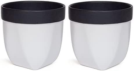 Hosley Set of 2 Grower Versa Pot Black 5" Dia x 4.75" H Ideal Gift for Floral Arrangements Wedding Party Home Decor Office Spa Settings O9