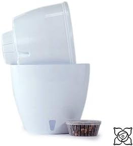 Santino, Self Watering Planter Deco 8.8 Inch, Cream, Indoor Decorative Flower Pot with Drainage Cartridge and Water Level Indicator