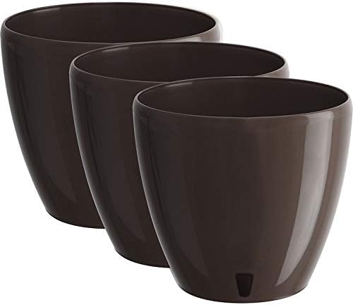 Santino 7.9 Inch Deco Self Watering Pots for Indoor Plants in Shade (Set of 3) - Decorative Flower Pot with Water Level Indicator and Drainage Cartridge for All House Plants, Flowers and Herbs
