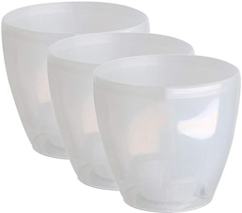 Santino 7.9 Inch Deco Self Watering Pots for Indoor Plants in Transparent (Set of 3) - Decorative Flower Pot with Water Level Indicator and Drainage Cartridge for All House Plants, Flowers and Herbs