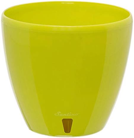Santino Self Watering Planter Deco 5.5 Inch in Lime - Indoor Decorative Flower Pot with Water Level Indicator and Drainage Cartridge for All House Plants, Flowers, Herbs and Succulents