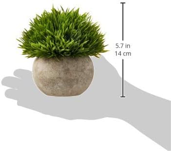 Ogrmar Mini Plastic Artificial Plants Grass in Pot/Small Artificial Faux Greenery/Mini Plants Topiary Shrubs for Bathroom, House Decorations (Green Grass)