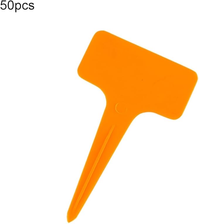 50Pcs Orange Plant Tags Plastic T-Type Nursery Garden Labels Markers Plant Stakes Garden Decoration, Pots, Plant Labels, Plant Container Accessories