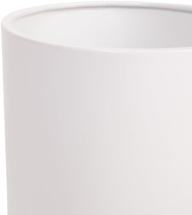White Indoor Metal Pot Planter with Arch Wood Base Set 12.25" h X 9.75" w 9.75" d Mid-Century Modern Round