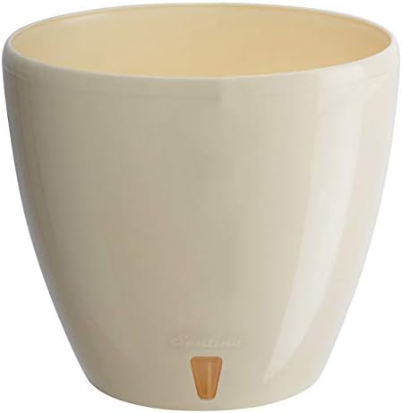 Santino, Self Watering Planter Deco 8.8 Inch, Cream, Indoor Decorative Flower Pot with Drainage Cartridge and Water Level Indicator
