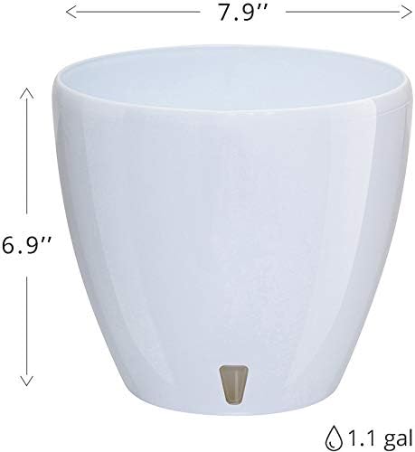 Santino 7.9 Inch Deco Self Watering Pots for Indoor Plants in Shade (Set of 3) - Decorative Flower Pot with Water Level Indicator and Drainage Cartridge for All House Plants, Flowers and Herbs