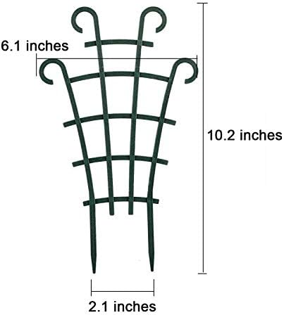 UWIOFF 12 Pack Trellis for Potted Plants, Garden Trellis for Climbing Plants Plastic Mini Climbing Plant Trellis Flower Pots Support Stackable Trellis for Climbing Plants Peas, Dark Green