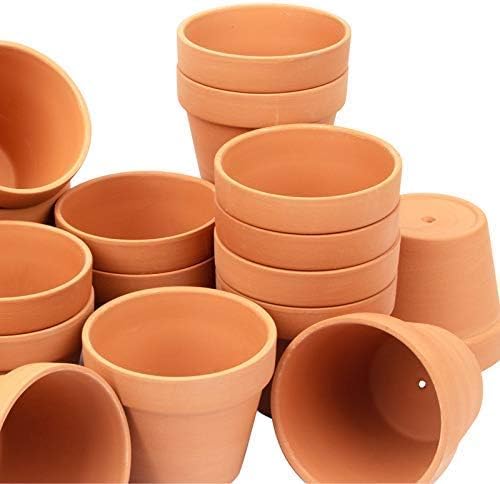 [26 Pack] 4" Terracotta Planter Pots with Drainage Hole - Clay, Ceramic, Cactus, Flower & Succulent Nursery Pots for Garden