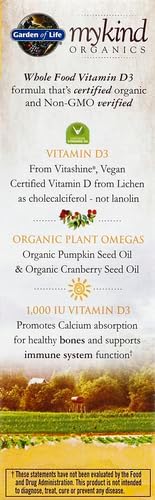 Garden of Life Organics Vegan Vitamin D3 for Women and Men,Liquid 1000 IU Per Spray,D3 Plus Omegas - Vanilla Flavor - 125 Servings - 2fl oz Liquid Whole Food Vitamin Supplement,(Pack of 2)