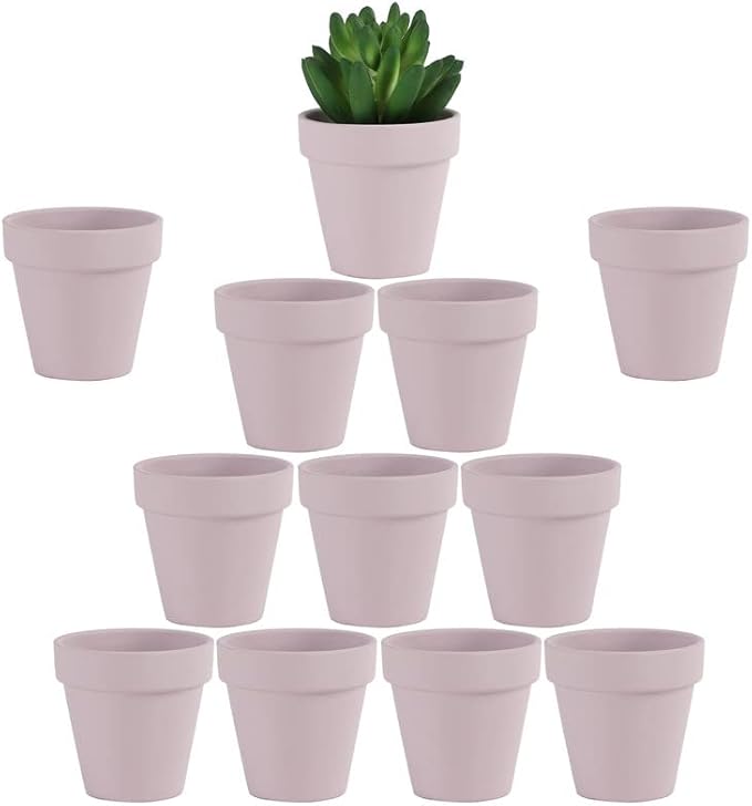Yishang 2.5 inch Pink Terracotta Pots with Drainage Holes,Small Mini Clay Ceramic Pottery Planter,Cactus Flower Terra Cotta Pots,Succulents Nursery Pots for Indoor/Outdoor Plants,Crafts-12 Pack