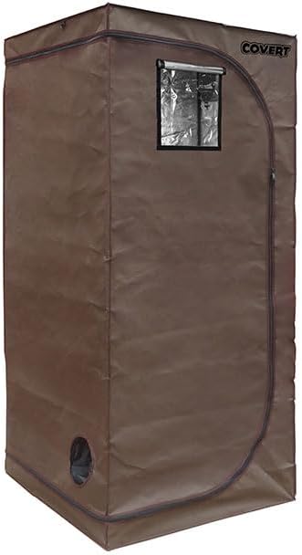 Covert 2x2 Grow Tent, 24x24x55.5 inch for Indoor Hydroponic Growing, 600D Thick Fabric, 95% Reflective Mylar, Light-Proof Design, Heavy-Duty Steel Frame, Duct Ports, Tool Pouch & Spill Tray