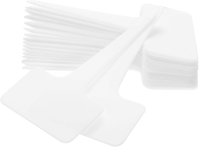 uxcell 100Pcs 4 Inch Plant Labels Large T-Style Garden Marker Plant Tags Garden Labels for Flower Beds, Pots Vegetables White