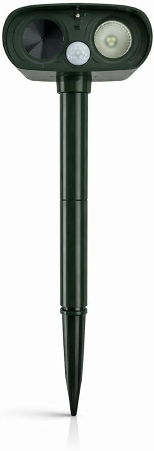 Solar Ultrasonic Animal Repeller - Waterproof - Motion Activated - Humane Pest Control with LED Flash for Modern Garden for Deer - Squirrel -Raccoon -Rabbit -Fox -Skunk -2026 New Generation