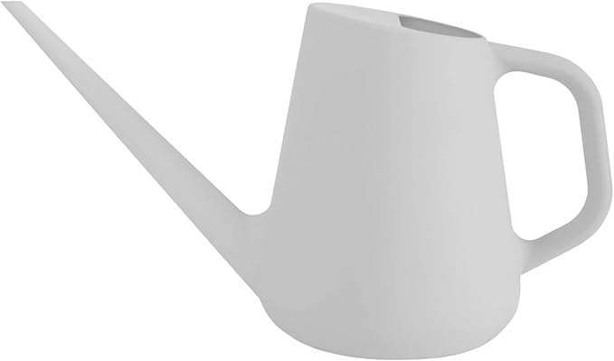 Bloem Fern Cement Gray 1 Gallon Modern Resin Watering Can for Indoor and Outdoor Use