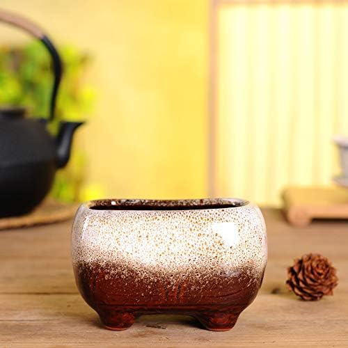 Cute Circular Ceramic Home Garden Decoration Succulent Cactus Flower Pots Container -Plant Not Included (White, 4.7 Inch)