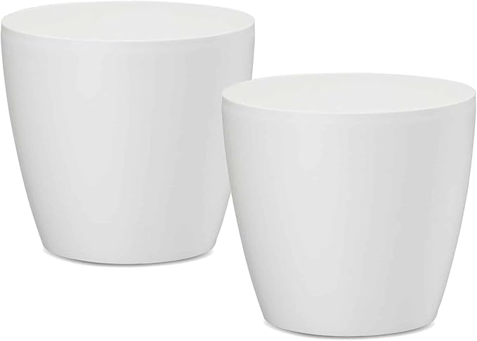 Crescent Too Eva 18" Houseplant Pot Planter, Modern White Indoor Plant Pot for Peace Lilies, Agave Plant & houseplants. Stylish Decorative Planter (Set of 2), White