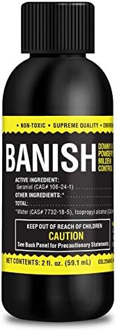 Banish 2oz Concentrate Makes 15 Gallons All Natural Fungicide Downey & Powdery Mildew Control Proprietary Mixture of Powerful Natural Geraniol Non-Toxic