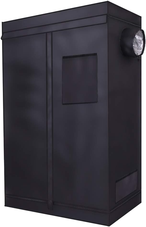 Grow Tent, 120 x 60 x 180cm, Black, Plant Growing Tent with Observation Window, Floor Tray and Tool Bag for Hydroponics Indoor Plant Growing