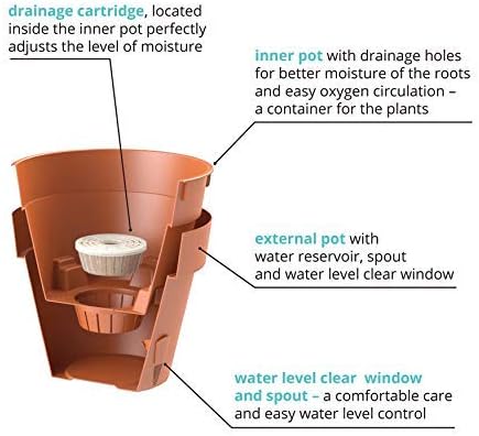 DECOPOTS - Pack of 3 - Self Watering Planter - Height 5.9 inches - Flower Pot with Bottom Watering Level Indicator for All House Plants, Flowers, Herbs (Diameter 6.9", Graphite)