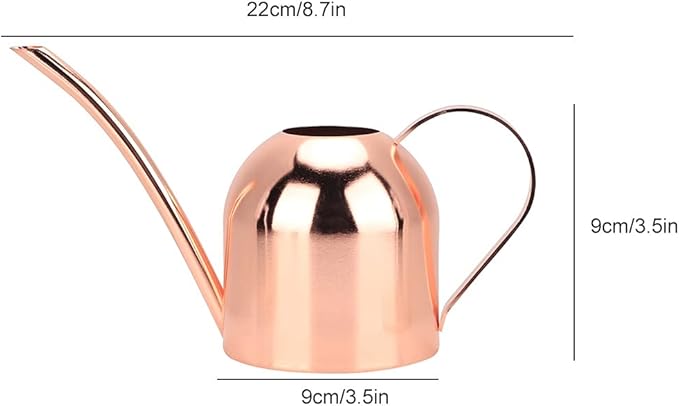 Watering Can, Stainless Steel Watering Pot with Long Spout Mini Houseplant Potted Plants Sprinkling Water Kettle for Indoor Outdoor Succulent Bonsai Garden Flower Gift Decoration 500ml(Rose Gold)