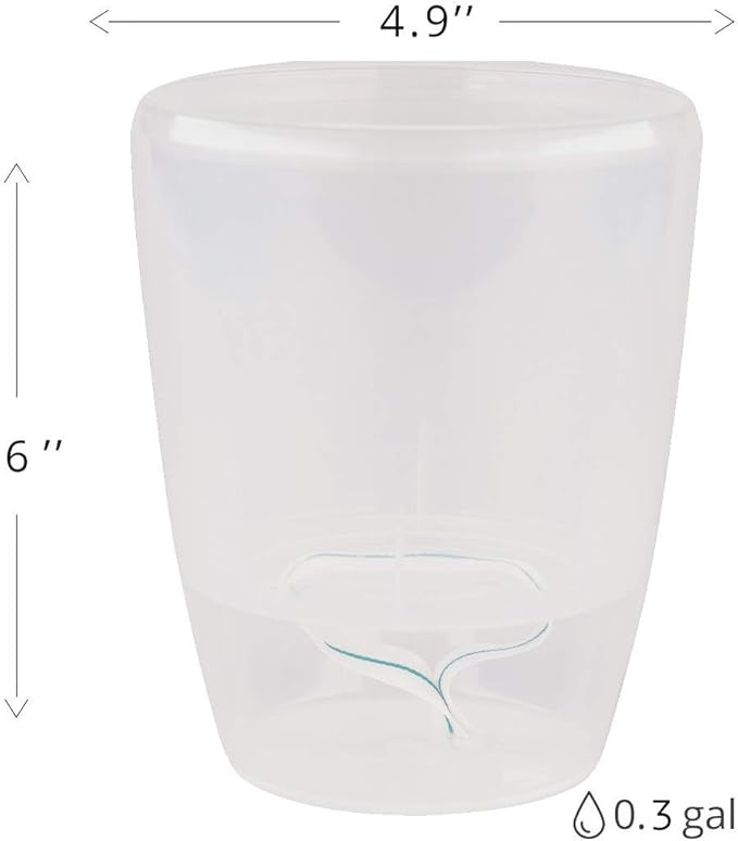 Santino 4.9 Inch ORCHIDEA Self Watering Pots for Orchids in Transparent (Set of 3) - Decorative Wicking Planter with w/Great Aerification, Drainage and Water Level Indicator