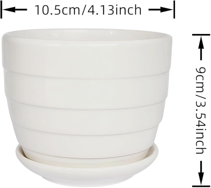 Cute Circular Ceramic Home Garden Decoration Succulent Cactus Flower Pots Container -Plant Not Included (Red, 4.13 Inch)