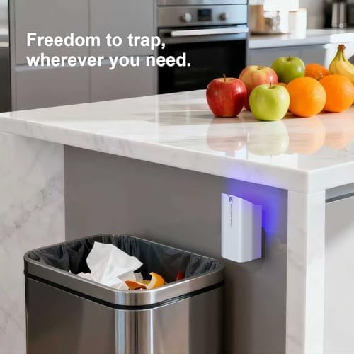 Cordless Fruit Fly Trap for Indoors and Outdoors – 2 Device + 10 Refills Rechargeable Gnat Traps for House Indoor with Replaceable Glue Boards, Safe & Odor-Free Sticky Hanging Fly Traps