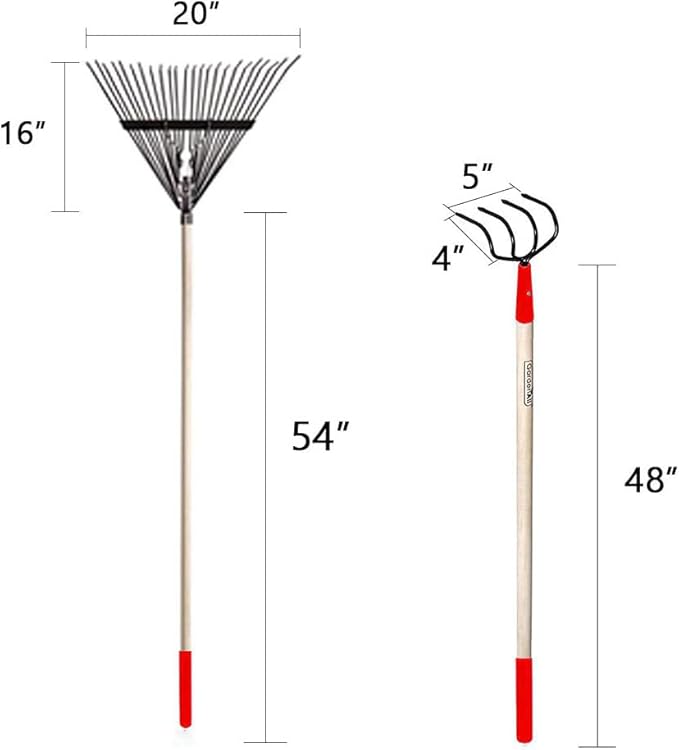 GardenAll 7-Piece Long Handle Garden Tools Set, Include Shovel Rake Hoe,Gardening Tools for Women,Lightweight Ergonomic Wood Handle Yard Work Set