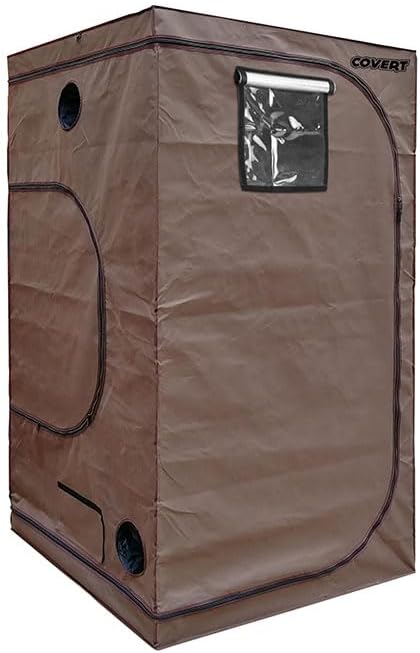 Covert 4x4 Grow Tent 48x48x84.5 inch for Indoor Hydroponic Growing, 600D Thick Fabric, 95% Reflective Mylar, Light-Proof Design, Heavy-Duty Steel Frame, Duct Ports, Tool Pouch & Spill Tray