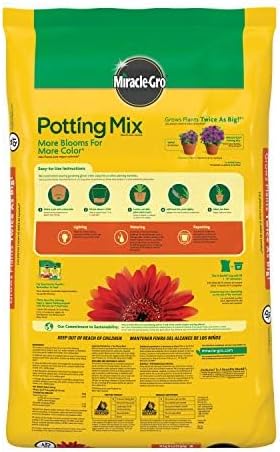 Miracle-Gro Potting Mix, For Container Plants, Flowers, Vegetables, Shrubs, Annuals, Perennials, Feeds up to 6 Months, 16 qt.