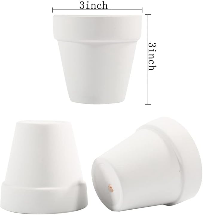 Sderoq 3 Inch Terracotta Pots - 22Pack Clay Flower Pots with Drainage Hole, Succulent Nursery Pot/Cactus Plant Pot. Great for Plants, Crafts, Wedding Favorn, DIY Production (White)