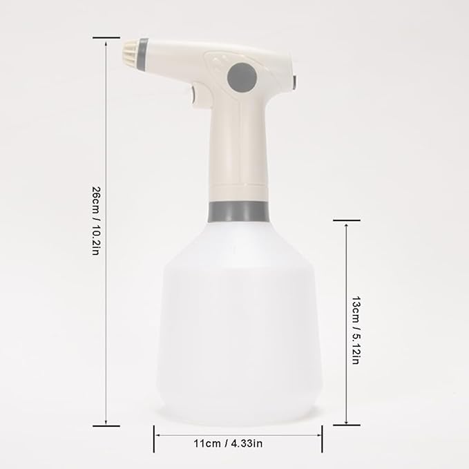 Electric Plant Sprayer, 1L Portable Automatic Garden Sprayer, USB Rechargeable Battery Powered with Adjustable Mist Nozzle for Cleaning Home, Gardening