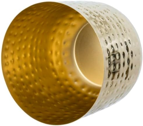 MyGift Modern Hammered Brass Plated Metal Planter Pots – Set of 2 Indoor Plant Containers, 6 & 5-Inch Cylindrical Metallic Planters – Handcrafted in India